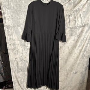 Black Pleated Dress‎ Downeaster women’s size medium  3/4 ruffle sleeves